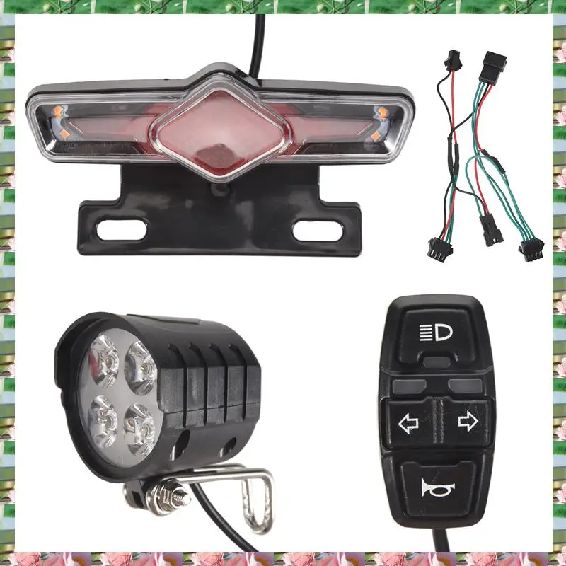 

Комплект передних и задних фонарей для спортивного велосипеда, вход 36 В, 48 В, 52 В, 60 В, с переключателем поворота фонаря DK336, фонарь для электронного велосипеда, передняя часть велосипеда