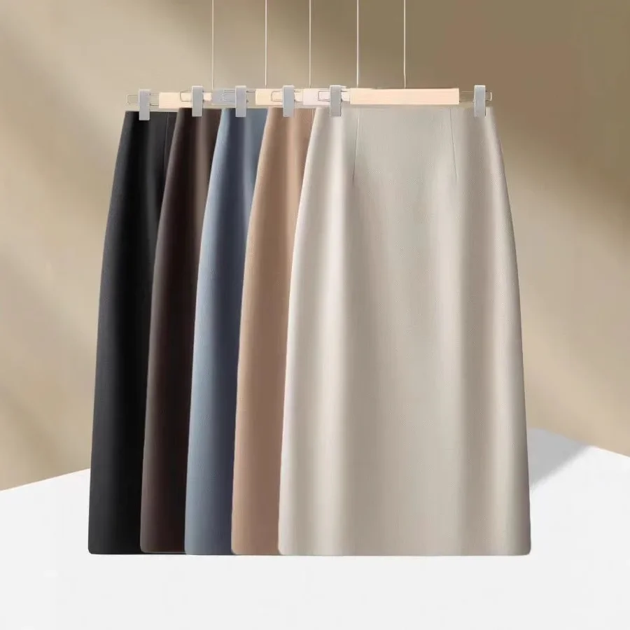 

Woolen Skirt Women's 2024 New Autumn Winter High Waist Slimming Mid-length Draping Straight A- line Skirt High-end Sense Skirt