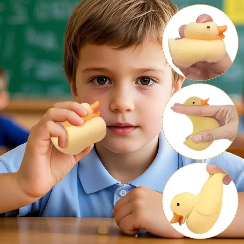 Squeeze Duck Sensory Stretchy Stress Relief Duck Hand Exercise Toys For Adults Kids Easter Basket Stuffer