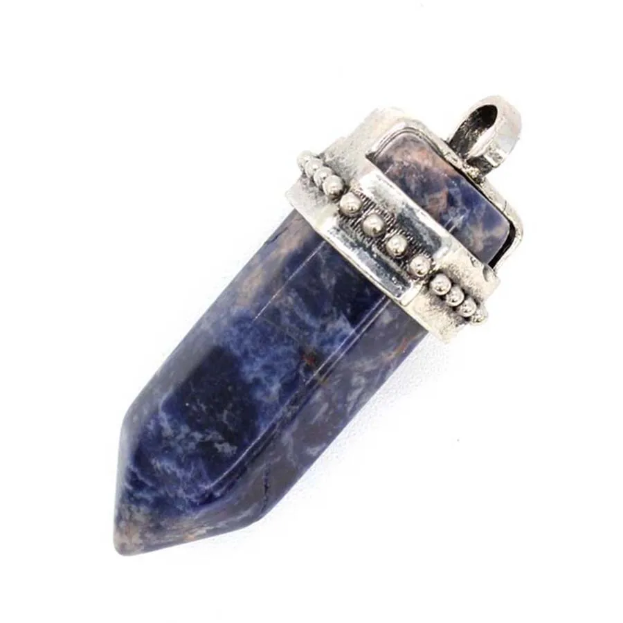 Crystal Hexagon Prism Stone Pendants For Women Necklace DIY Natural Amethyst Rose Quartz Agate Gemstone Pendulums Man Jewelry