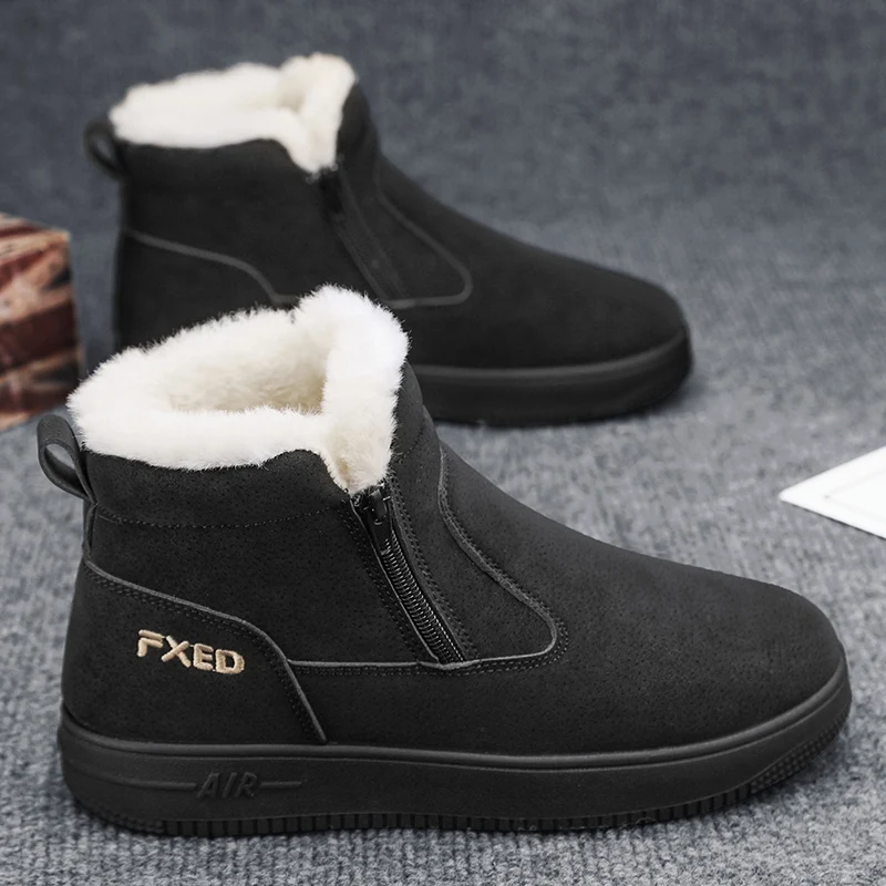 Men Snow Boot New Winter Shoes for Men Warm Boots Ankle Trendy All-match Shoes Thick Plush Winter Boots for Men Cotton Shoe