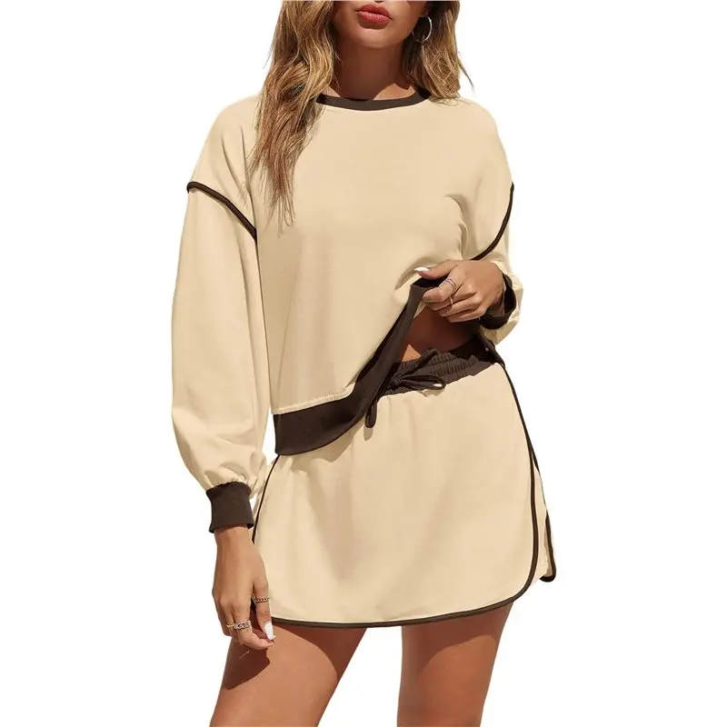 

CYL-женские спортивные костюмы, комплект из 2 предметов, толстовки с круглым вырезом, юбки-юбки с высокой талией, спортивные костюмы для тенниса и бега, комплекты с шортами