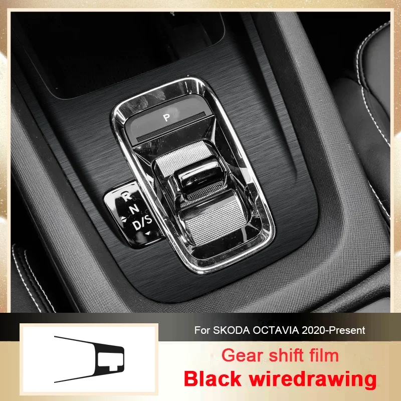 

Car Carbon Black Interior Sticker For SKODA OCTAVIA 2009-Present LHD Auto Lifting Window Panel Decal Gear Door Protective Film