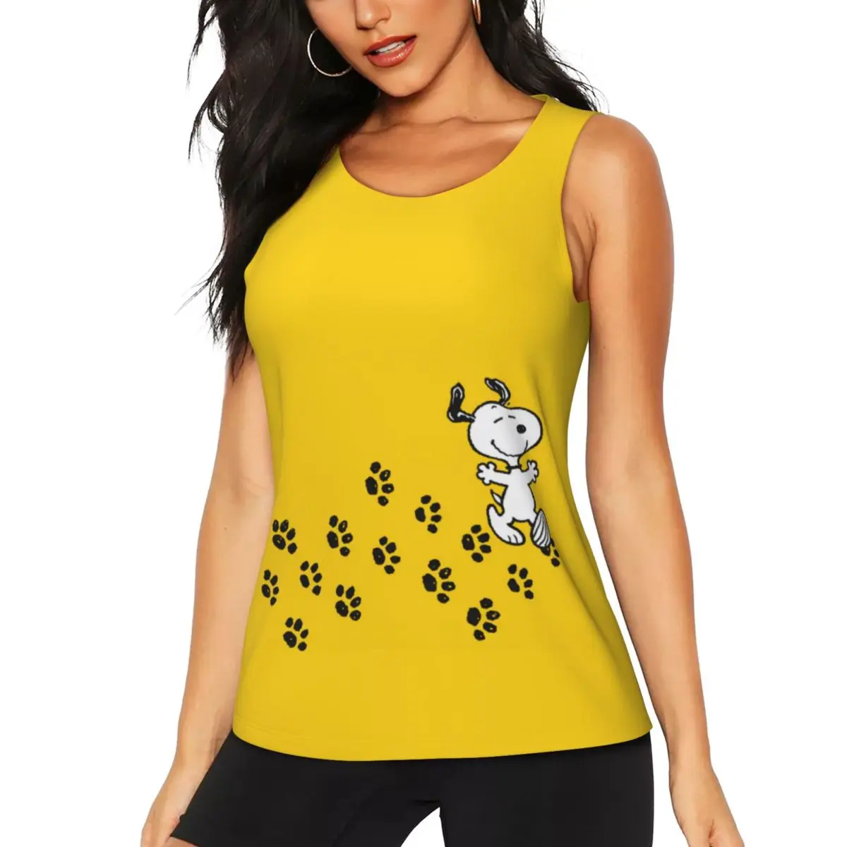 

Custom Snoopy Paw Print Path Sports Bra for Women Cartoon Comic Dog High Impact Workout Yoga Crop Top