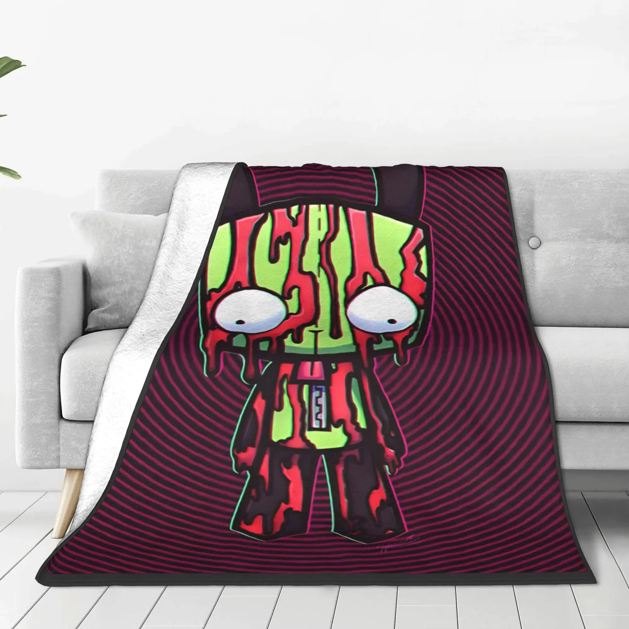 1PC vintage alien Invader Zim Home Room Decorations Winter Blankets For Adults Bedding Home Interior Sofa Knee