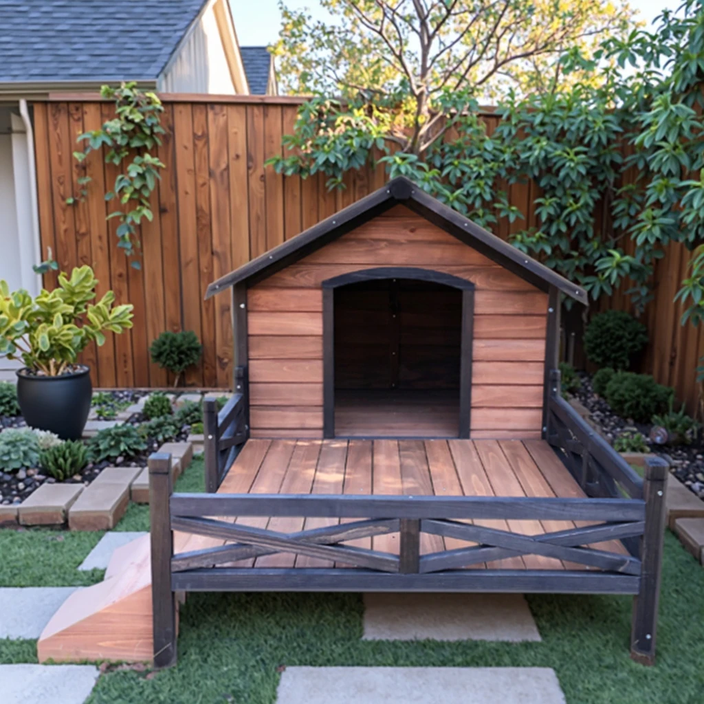 ep-Hot Selling Luxury Modern Outdoor Dog Kennel Wholesale Wooden Dog Houses Pet Cages Furniture with Fashion Print for Backyard&