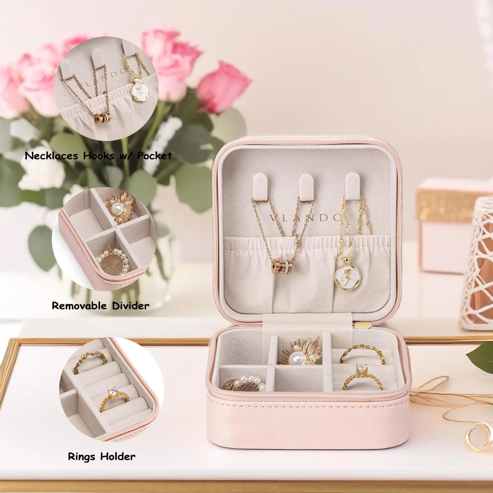 Portable Mini PU Travel Jewelry Box Earring Necklace Ring Anti Oxidation Storage Organizer Christmas Gift For Women  Girls
