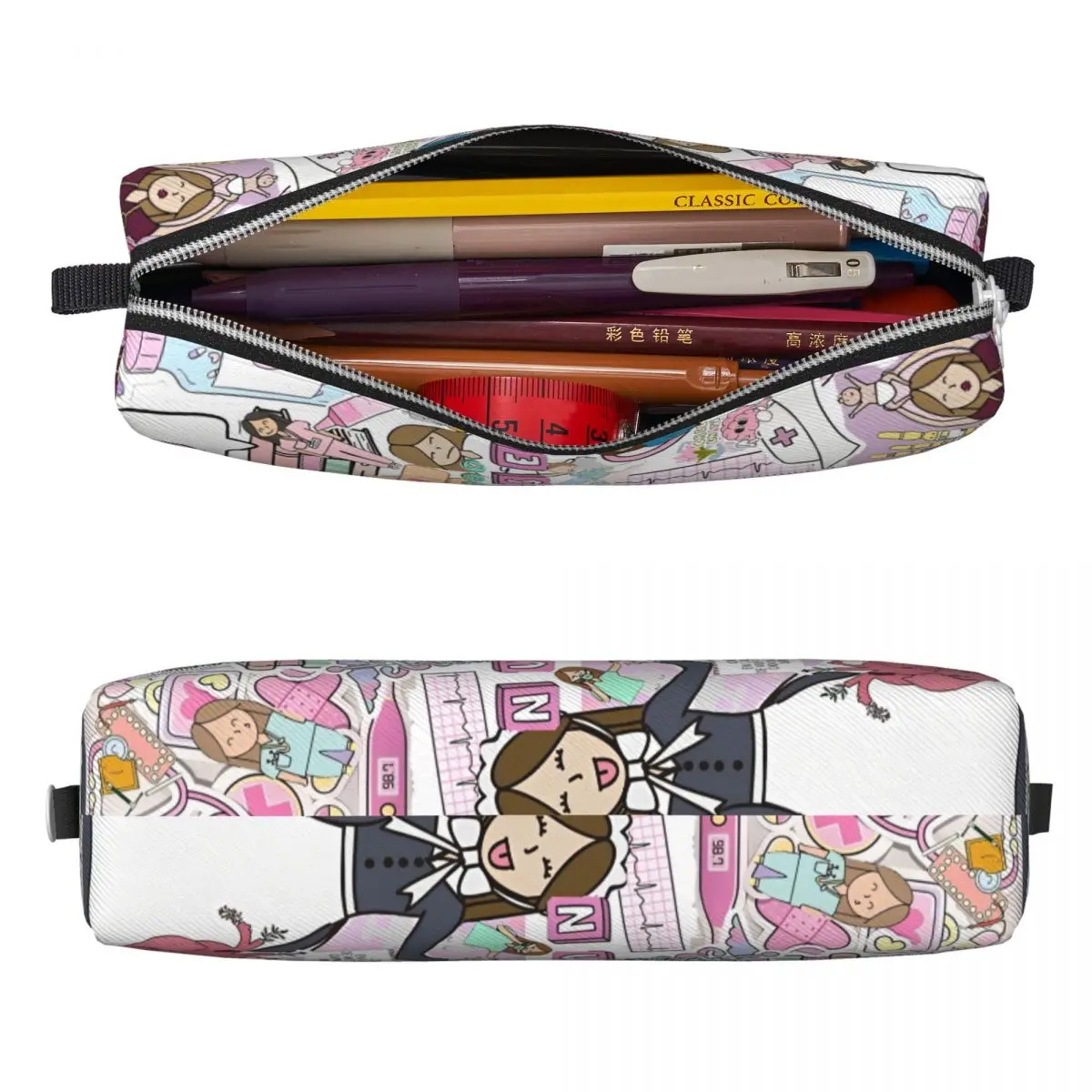 Enfermera En Apuros Nurse Pattern Pencil Case Pencilcases Pen Holder Kids Large Storage Bag School Supplies Gifts Stationery