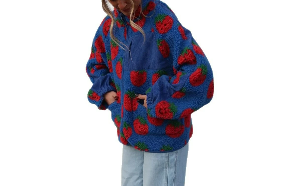 Autumn and Winter New Lamb Wool Floral Pullover Hoodie for Women Loose and Warm Versatile for Daily Use