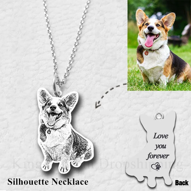 Customized Animal Engrave 925 Sterling Silver Necklace Personalized Handmade Memory Jewelry Picture Pendant Dog CAT Tag Portrait