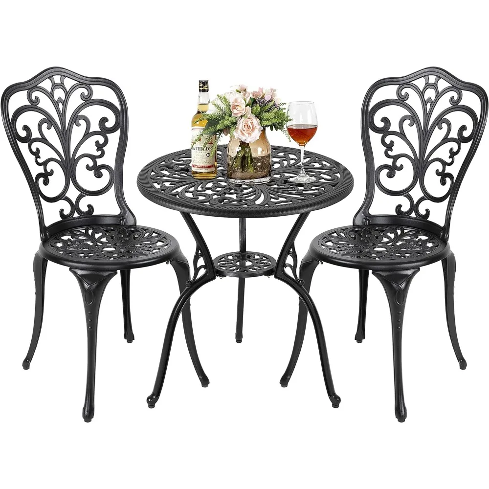 

Nuu Garden 3 Piece Outdoor Bistro Table Set, All Weather Cast Aluminum Patio Bistro Sets Patio Table and Chairs Set of 2