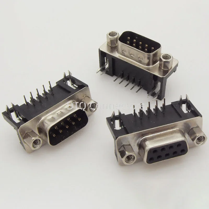 DR9 pin male/female socket bend pin female DB9 connector plate RS232 socket with nut pin/hole