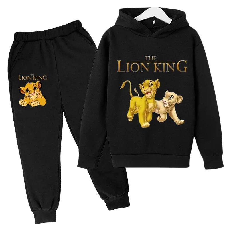 

Kids Spring and Autumn Hoodie 2-12 Year Old Boys and Girls Set Casual Outdoor Sports Top+Pants Printed Simba Lion King Anime