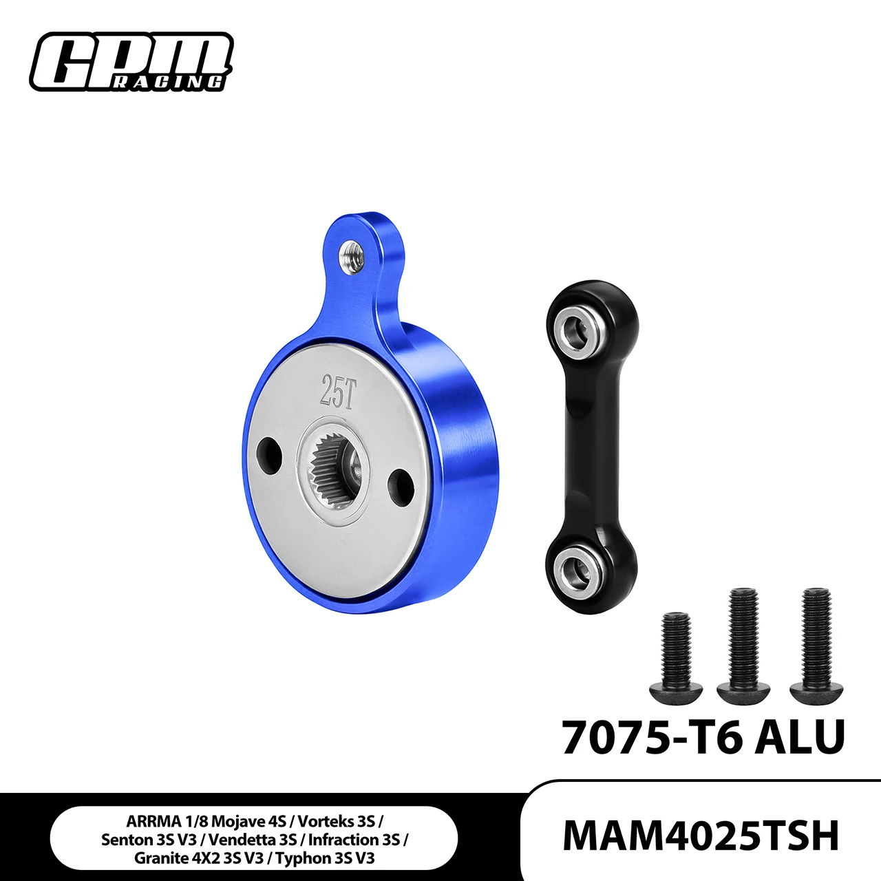 GPM Alloy 7075 Direct Mount Servo Saver 25T & Fix Link For ARRMA 1/8 Mojave 4S ARA4404T1/T2