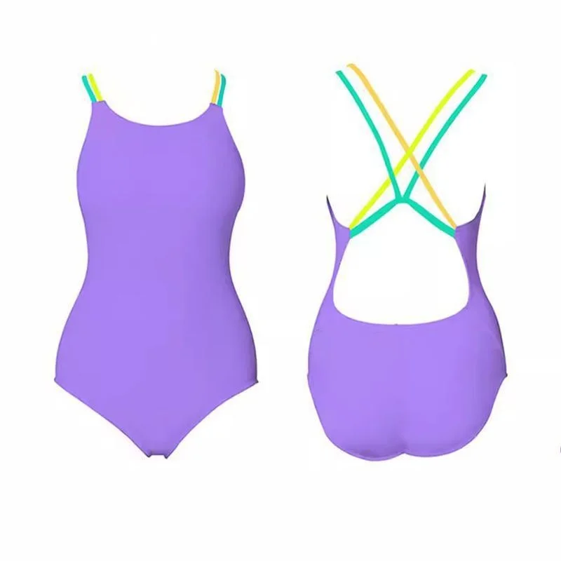 

Профессиональный спортивный слитный купальник для женщин, с низким вырезом, скрывающий живот, утягивающий, больших размеров, с бретелями на плечах