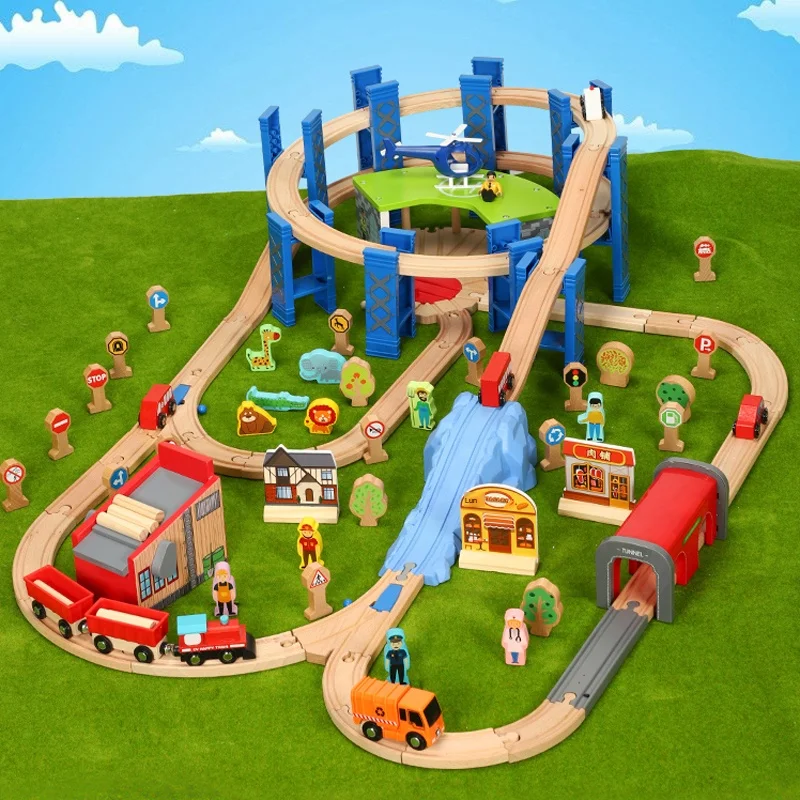 

Circular Bridge Green Garage Track Train Set Compatible With Wooden Train Tracks And Electric Cars Children Puzzle Rail Toy Pd15