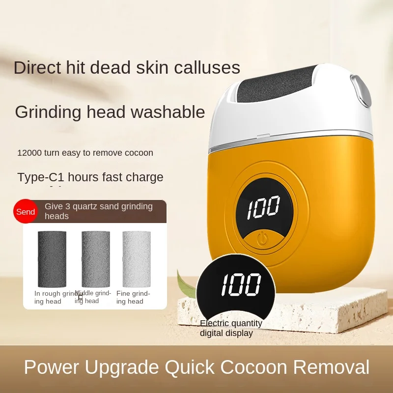 Nuovo smerigliatrice elettrica per piedi con display digitale, scrubber per piedi, rimozione della pelle morta, strumento per pedicure, rimozione calli tallone, pietra abrasiva per suola del piede