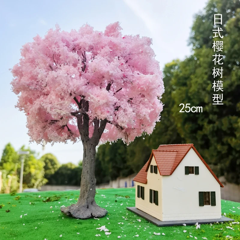 Simulation Cherry Blossom Tree Model 25cm G Scale Japanstyle Wire Tree Handmade Model Material Train Layout Dollhouse Decor