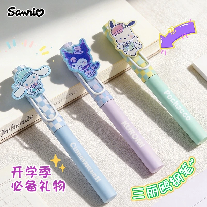 Genuine Sanrio Fountain Pen Cute Cartoon Cinnamoroll Kuromi Pochacco Ink Pen Smooth Writing Student Stationery Gift for Girl Kid