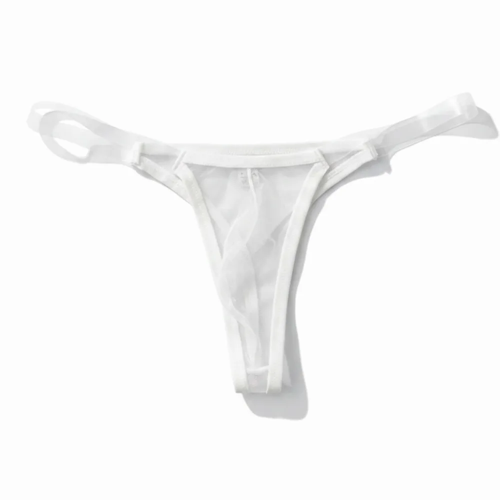 Breathable T-back Mesh Thong Seamless Transparent Men Underwear Low-Waist Ultra-thin Bikini Briefs Lingerie