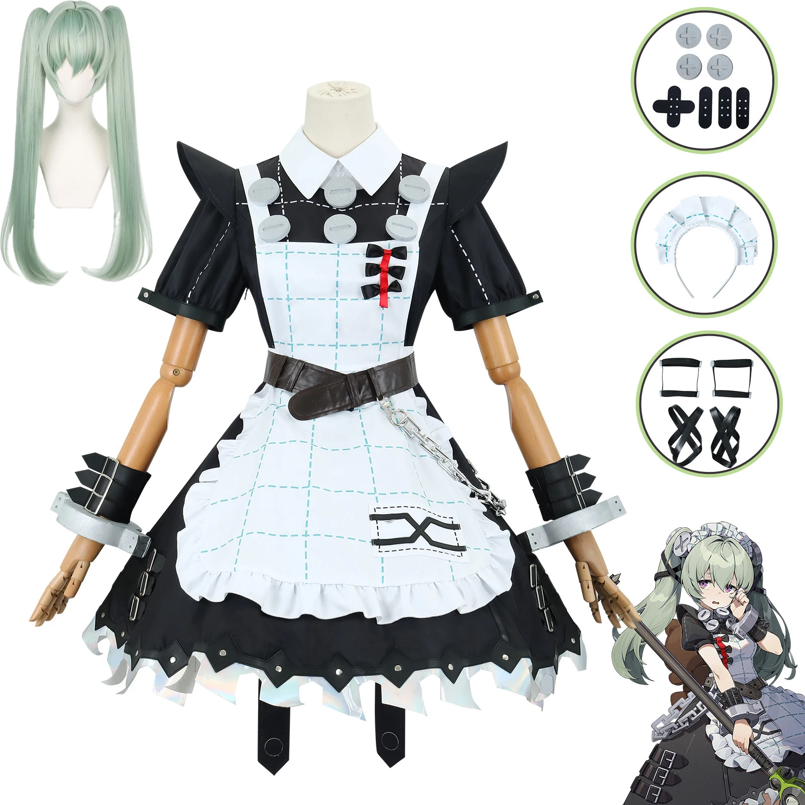 Game Corin Wickes Zenless Zone Zero Cosplay Anime Costume Dress Wig Accessory Suit Maid Housekeeping Halloween Party Uniform