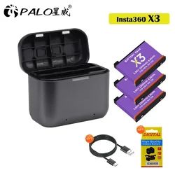 For Insta360 X3 One X 3 Battery Kit 2300mAh Fast Charge Li-ion Camera Battery for Insta 360 X3 Plus Type-C 2 Slots LED Charger