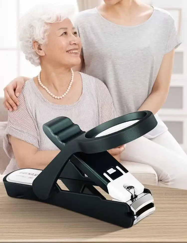 Nail Clipper With 10X Magnifying Glass, Elderly Seniors Nail Cutter, Splash‑Proof Labor‑Saving Manicure Tool view 2