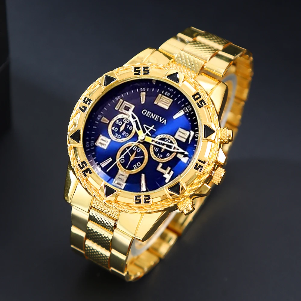 [4pcs/set Business Quartz Watch] Large Dial Trendy Fashion Casual Quartz Wristwatch | Does Not Include Watch Box