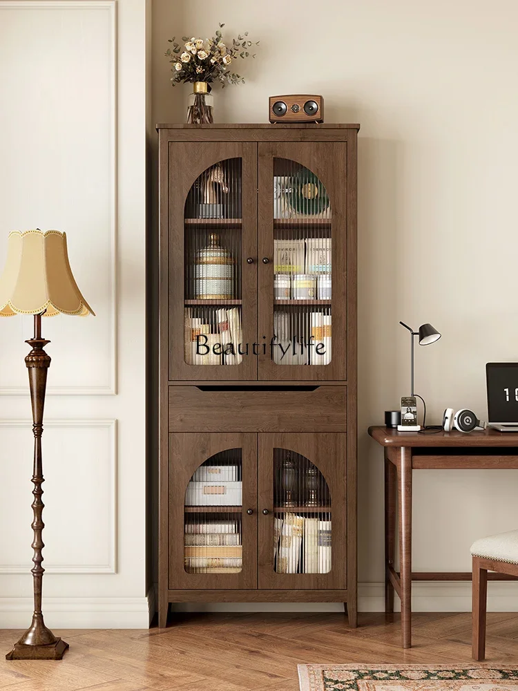 

American Country Assemblage Zone Door Dust-Proof Shelf Study Vintage Furniture Glass Door Bookshelf