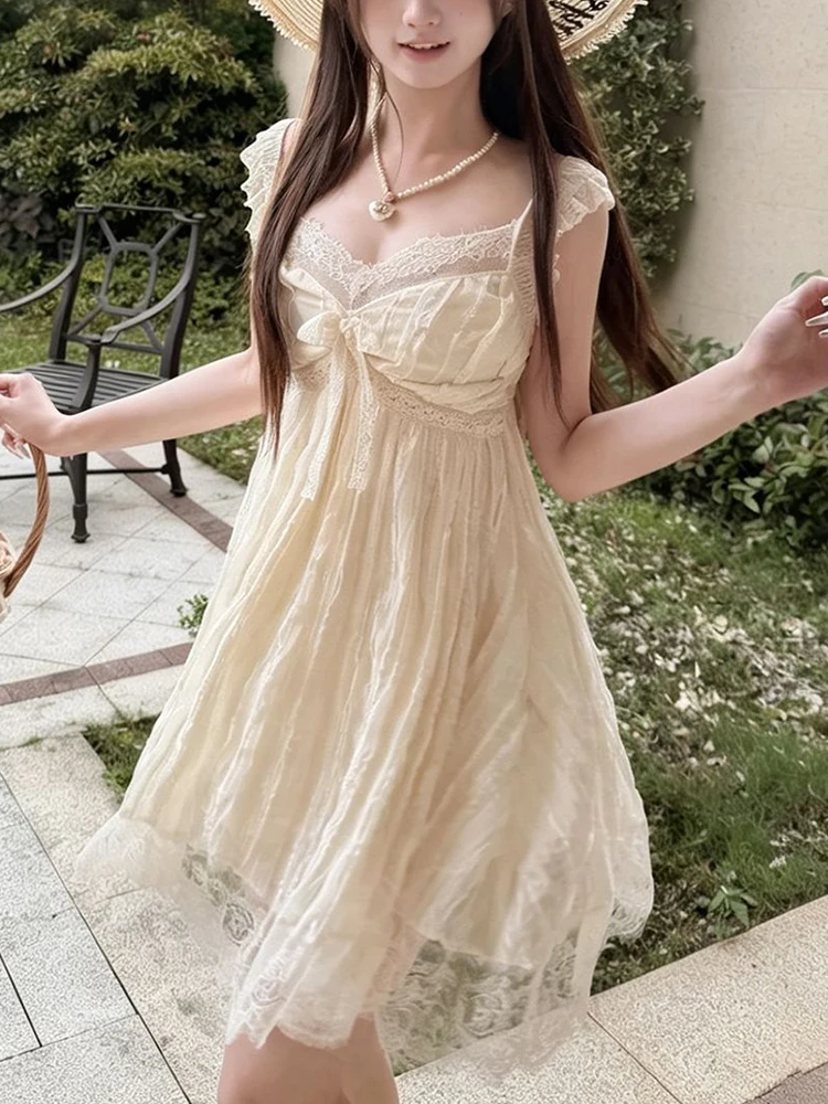 Sweet Retro Style Women's Dress Strapless Short A-Line Skirt Slimming Waist Design Summer Fashion Casual Wear Polyester Fiber