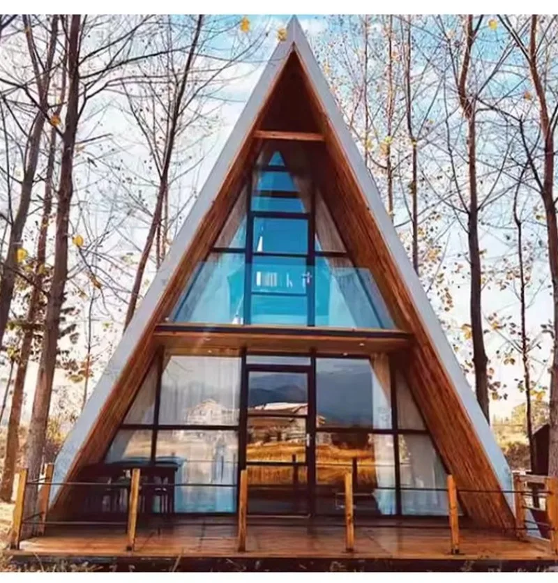 Customizable Forest Style A Frame Prefab House Luxury Modern Barn Villa Triangular Wooden Home