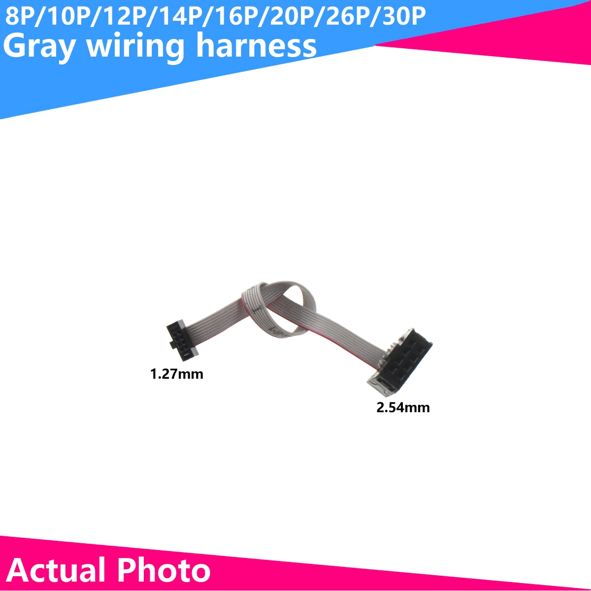 40P 20P JTAG connector with 2.54mm pitch converted to 1.27mm gray ribbon cable IDC connector 8P 10P 12P 14P 16P 20P 26P 30P