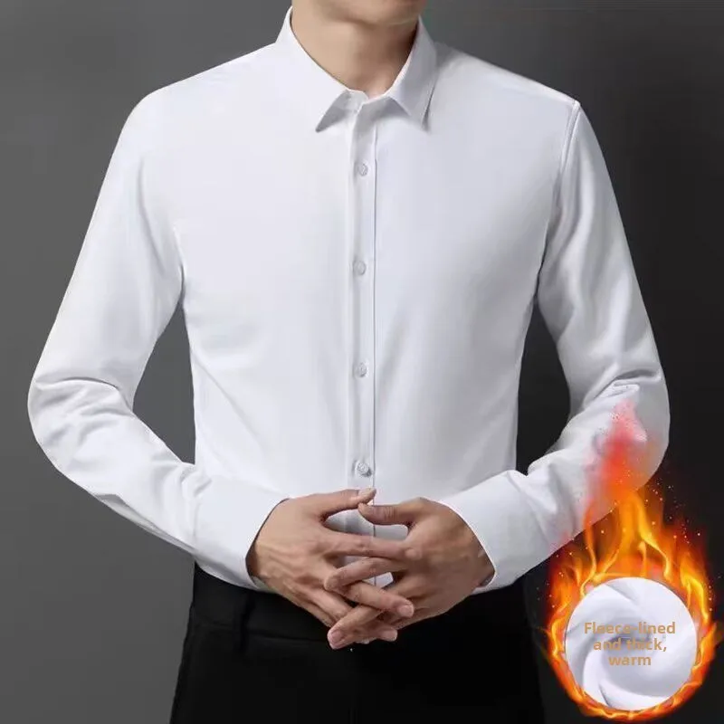 

Long Sve Men's Pure Color irt Korean Sle Busin Formal High End Luxury High Quali Polyester Fiber Spring Autumn