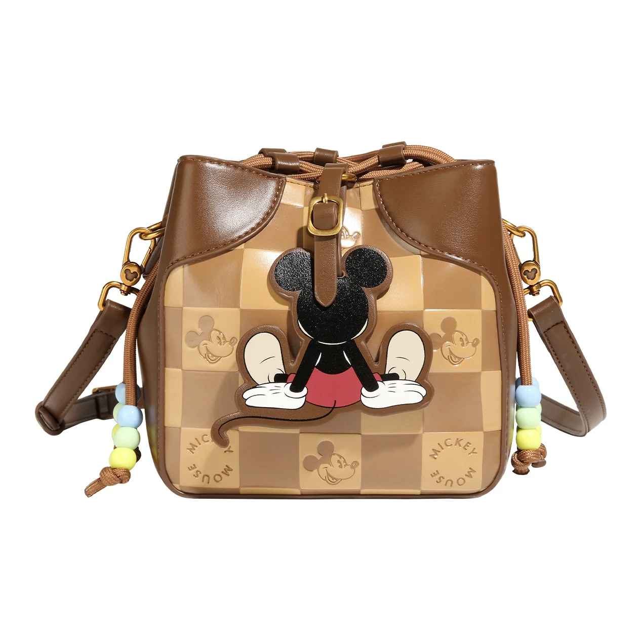Disney Mickey Series Pu Bucket Bag, Shoulder Bag Small Women's Coffee BMK-71280K