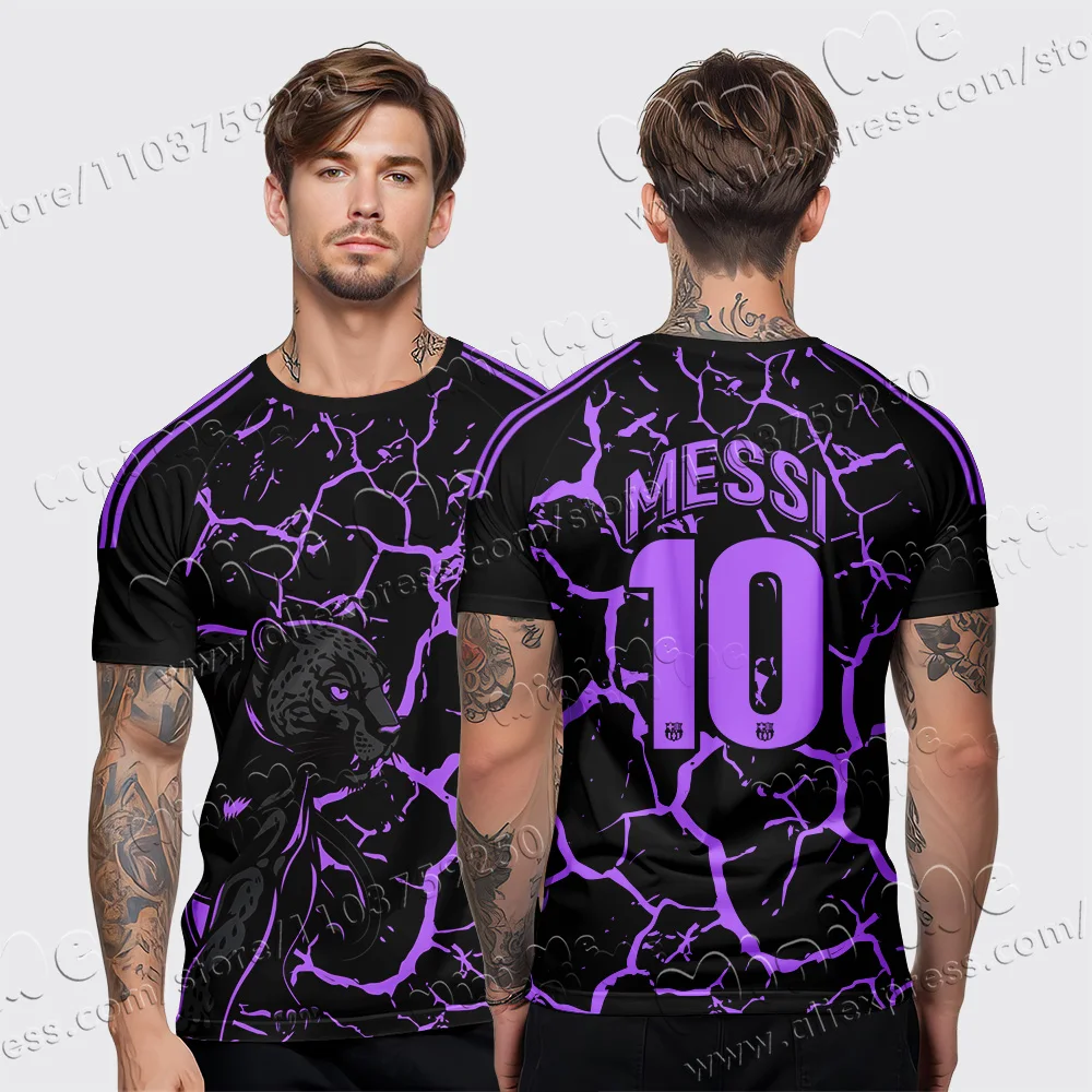 2024 Summer New 3D Printed Messi Yamal Cartoon Streetwear Casual Vacation Sportswear Cute Oversized Children/Adult Jersey Tops