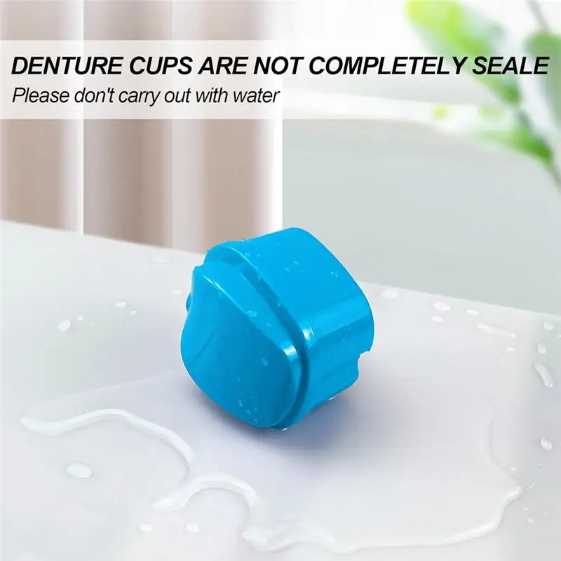AB11 Denture Bath Case 2 Pack, Retainer Cleaner Holder Cup, False Teeth Soaking Container Storage Box with Brush