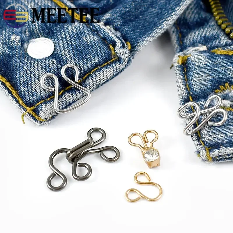 30/50Sets Metal Invisible Hook Button Adjuster Buckles Bikini Bra Pants Skirt Jacket Underwear Sewing Craft Supplies Accessories