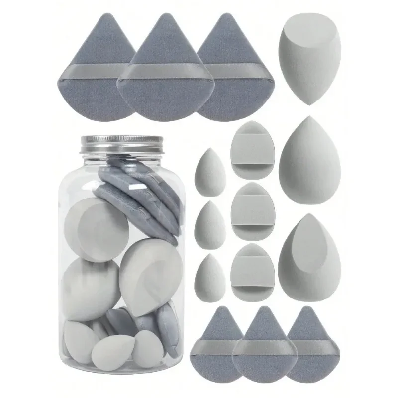 Spring 15 Cans 3 Loose Powder Puffs & 3 Mini Loose Powder Puffs & 3 Mini Makeup Eggs & 3 Mini Air Cushion Puffs Foundation Mix