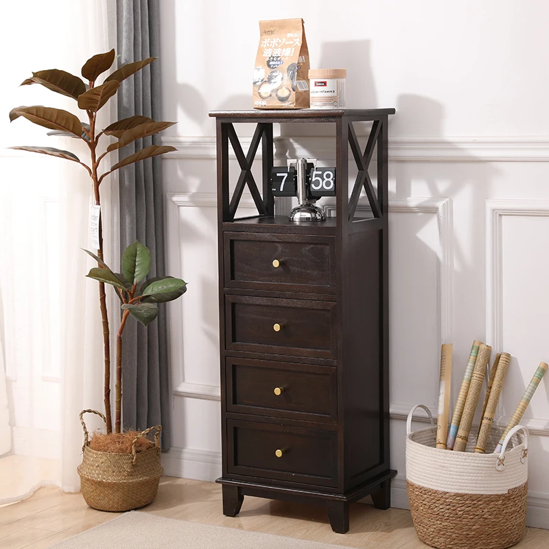 Vintage Wooden 6Drawer Dresser Slim Storage Cabinet for Bedroom Room Dustproof Multi-Purpose Furniture Solid Wood Construction