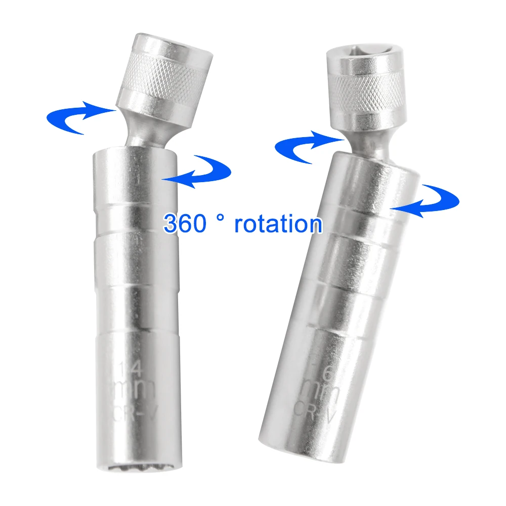 Universal Magnetic Spark Plug Sleeve Thin-walled Universal Joint 14/16mm Automotive Repair Spark Plug Disassembly Tool