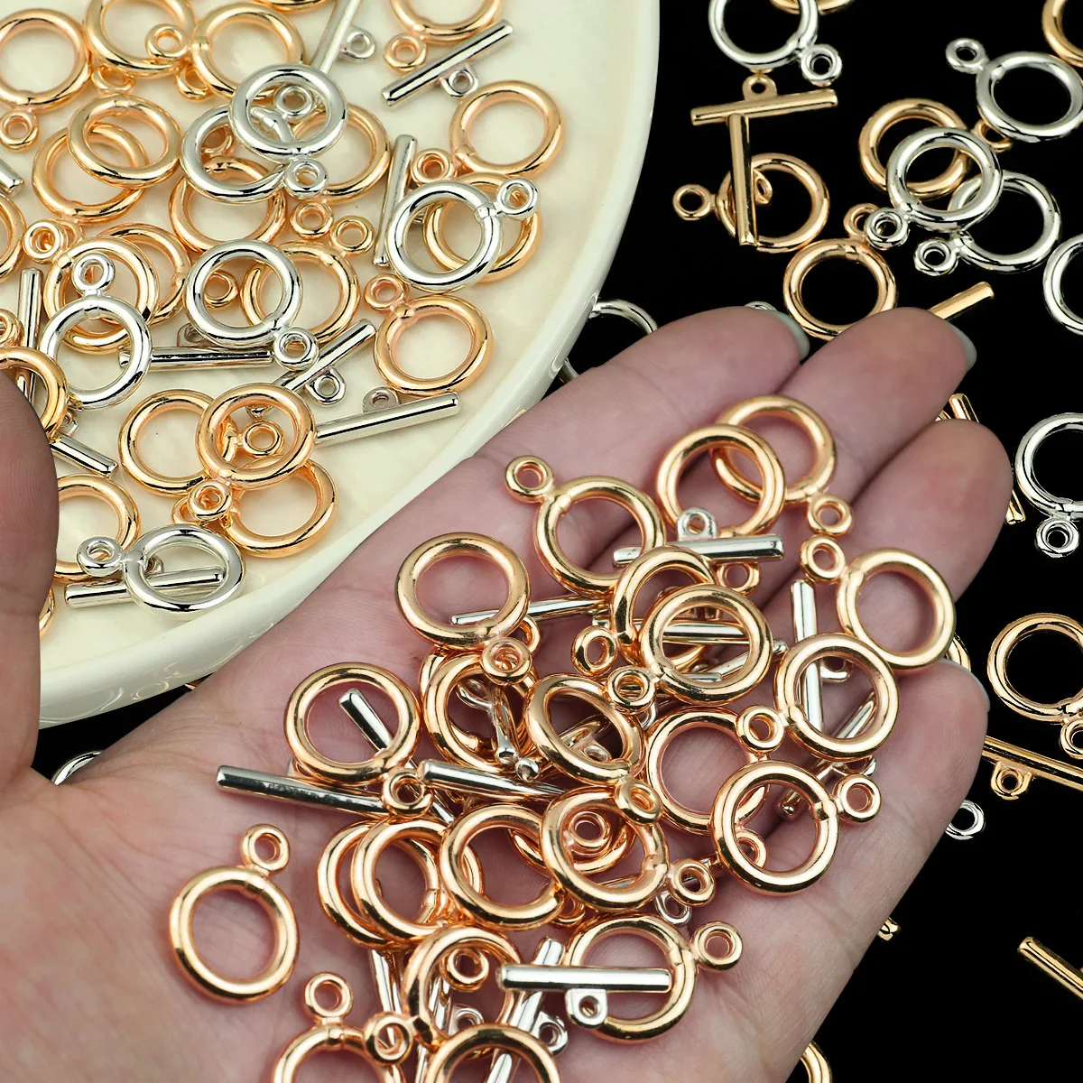 Silvery Tail Beads Golden OT Clasp Jewelry Making Materials For Necklace Bracelet DIY Handmade Accessories 15.5×21.5mm 20pcs