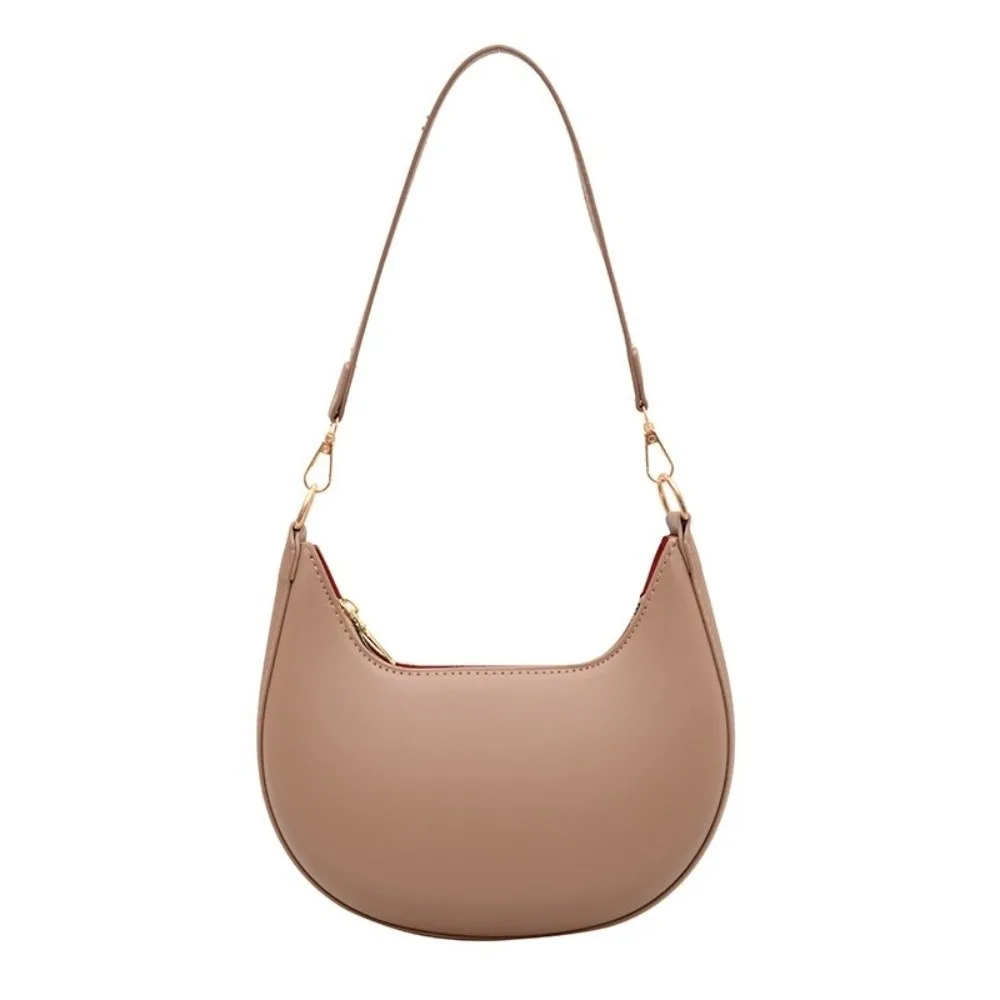 

Solid Color Pu Leather Shoulder Bag Large Capacity Handbag Moon Underarm Bag Korean Style Moon-shaped Women's Hobo Bag Travel
