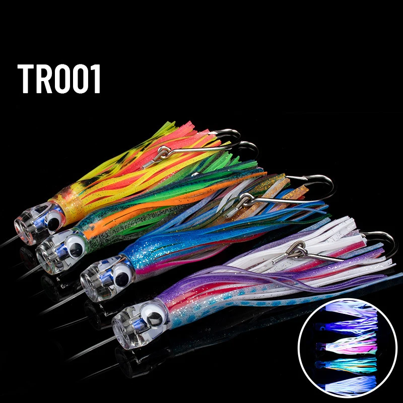 Two Pieces 6.5-inch Biomimetic Drag Fishing Bait Large Squid Colored Biomimetic Octopus Bait Fishing Boat High Carbon Steel Bait