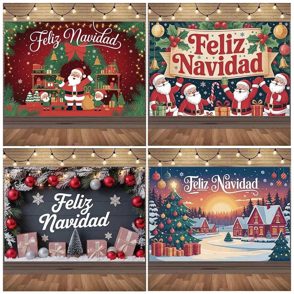 Winter Weihnachten Baum Glocke Geschenke Hintergrund Banner Spanisch Weihnachten Party Dekoration Santa Claus Hintergrund Liefert Fotografie Requisiten