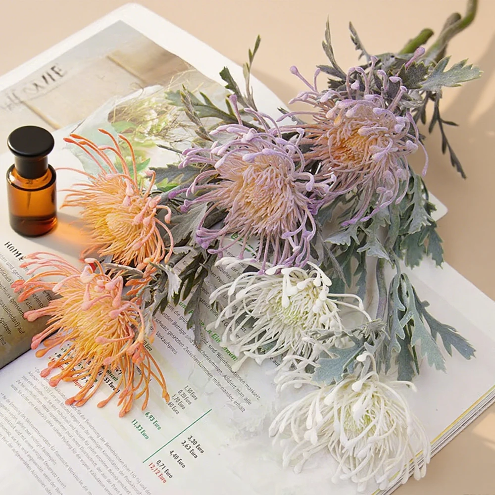 

6 Pcs Artificial Flowers Branch Crab Claw 2 Fork Festival Garland Vase Home Room Wedding Decoration Fake Plant Garden accessorie