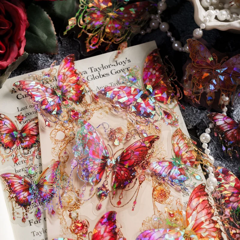 1pack/20pcs Gold Foil Laser Butterfly Stickers Shiny Hologram for Journal Kaka Card DIY Crafts