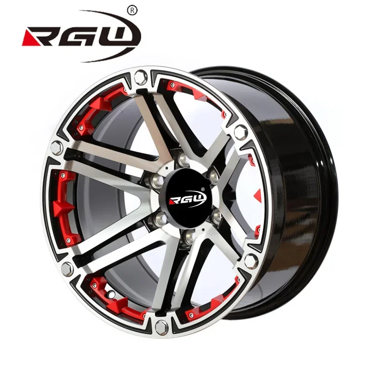 66099 Smart 16 Inch Black Machine Face Red Lip 6Lugs 6Holes 17*7.5  Wheels Aluminum Alloy Car Wheel Rims 4*4 Offraod Wheel Rims