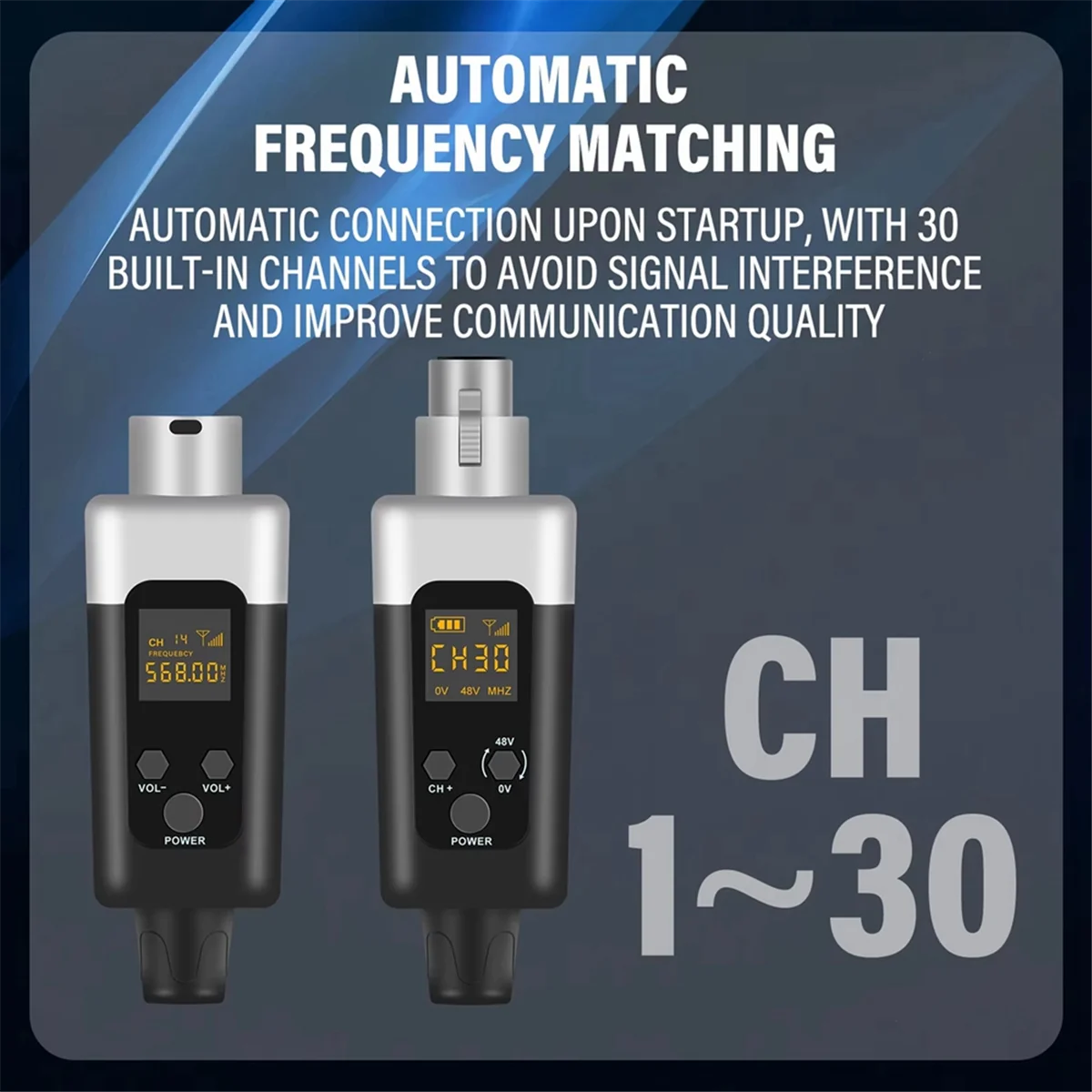 T85C 0V/48V Wireless XLR Microphone Transmitter and Receiver Microphone Wireless System Rechargeable for Dynamic Microphone