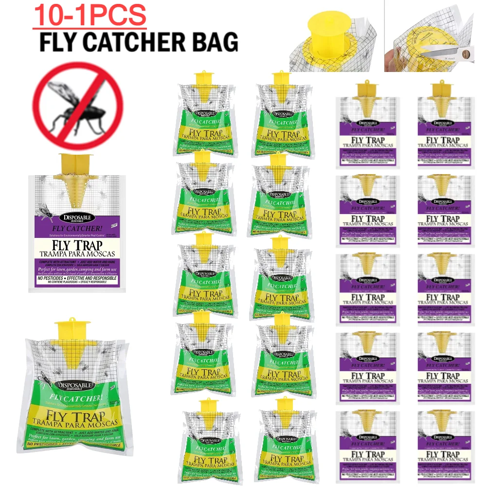 10-1Pcs Disposable Mosquito Traps Catcher Non-toxic Hanging Flies Bag Traps Water-soluble Harmless Bug Killer Pest Control Tools