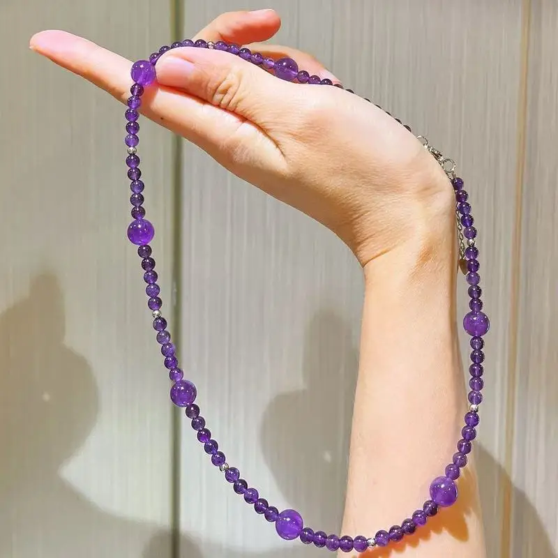 High-quality natural royal purple amethyst starburst clavicle chain necklace for women